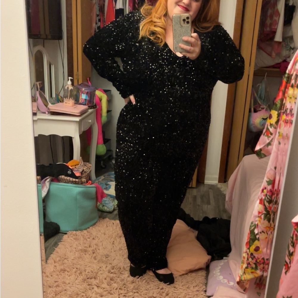 Black sequin jumpsuit- Southern Fried Chics